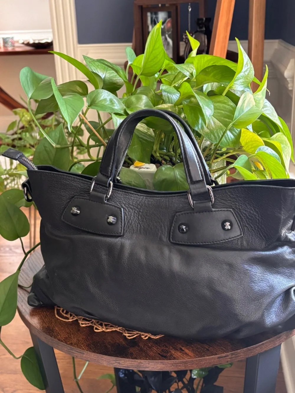 TOUS Studded Leather Bag Black